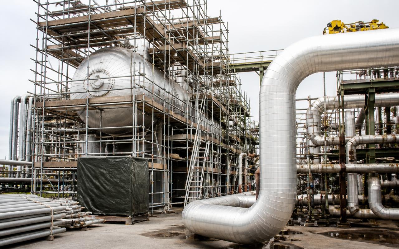 Industrial shutdown maintenance scaffolding and process equipment
